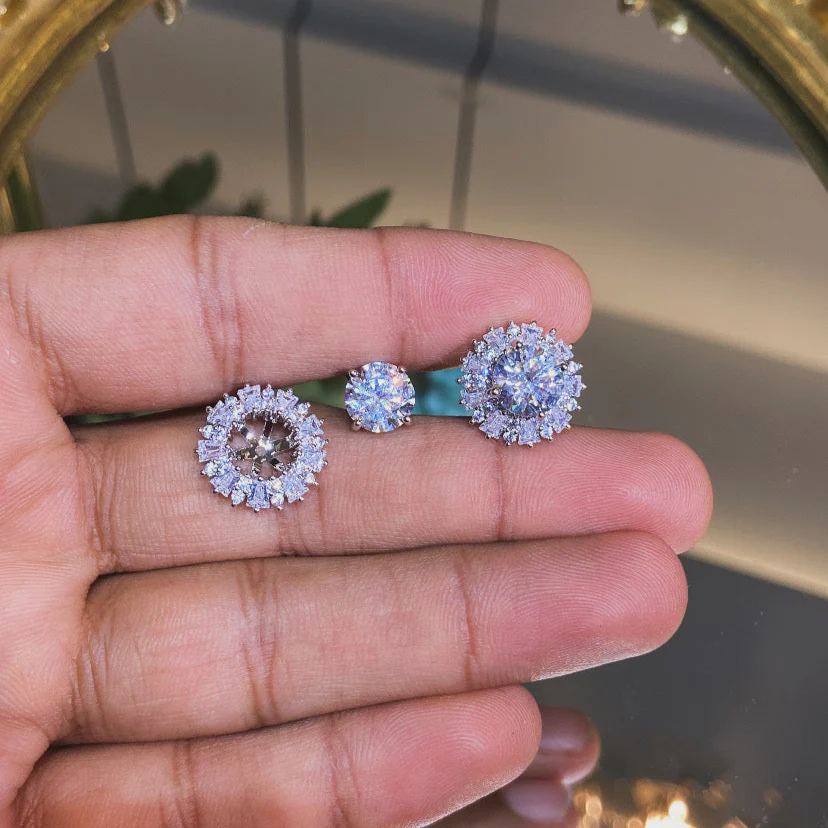 2 way wear earring with removable jacket