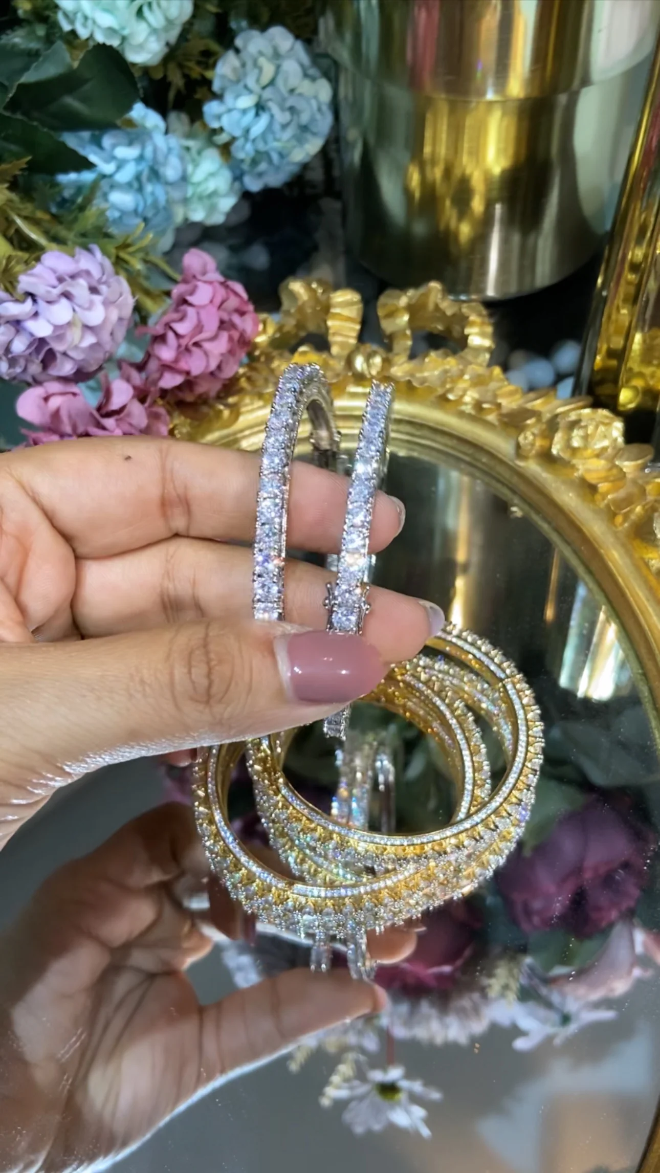 25 pointer OPENABLE DIAMOND Solitaire Bangles - 1 PAIR - (WITH LOCK) πͺ - Image 2
