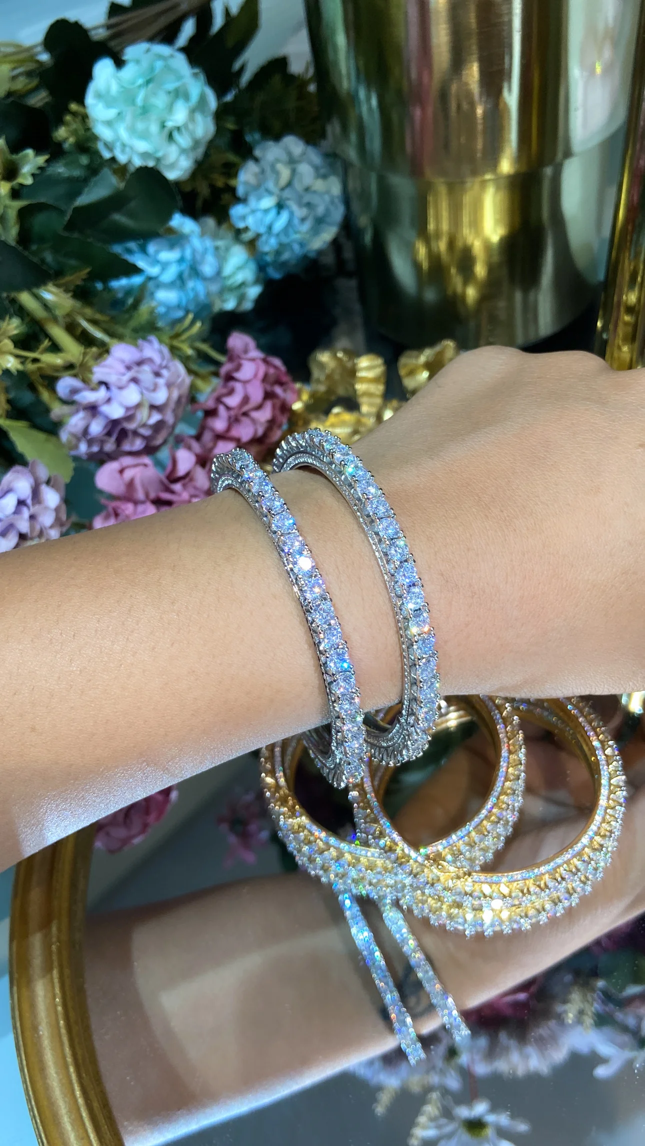 25 pointer OPENABLE DIAMOND Solitaire Bangles - 1 PAIR - (WITH LOCK) πͺ - Image 3