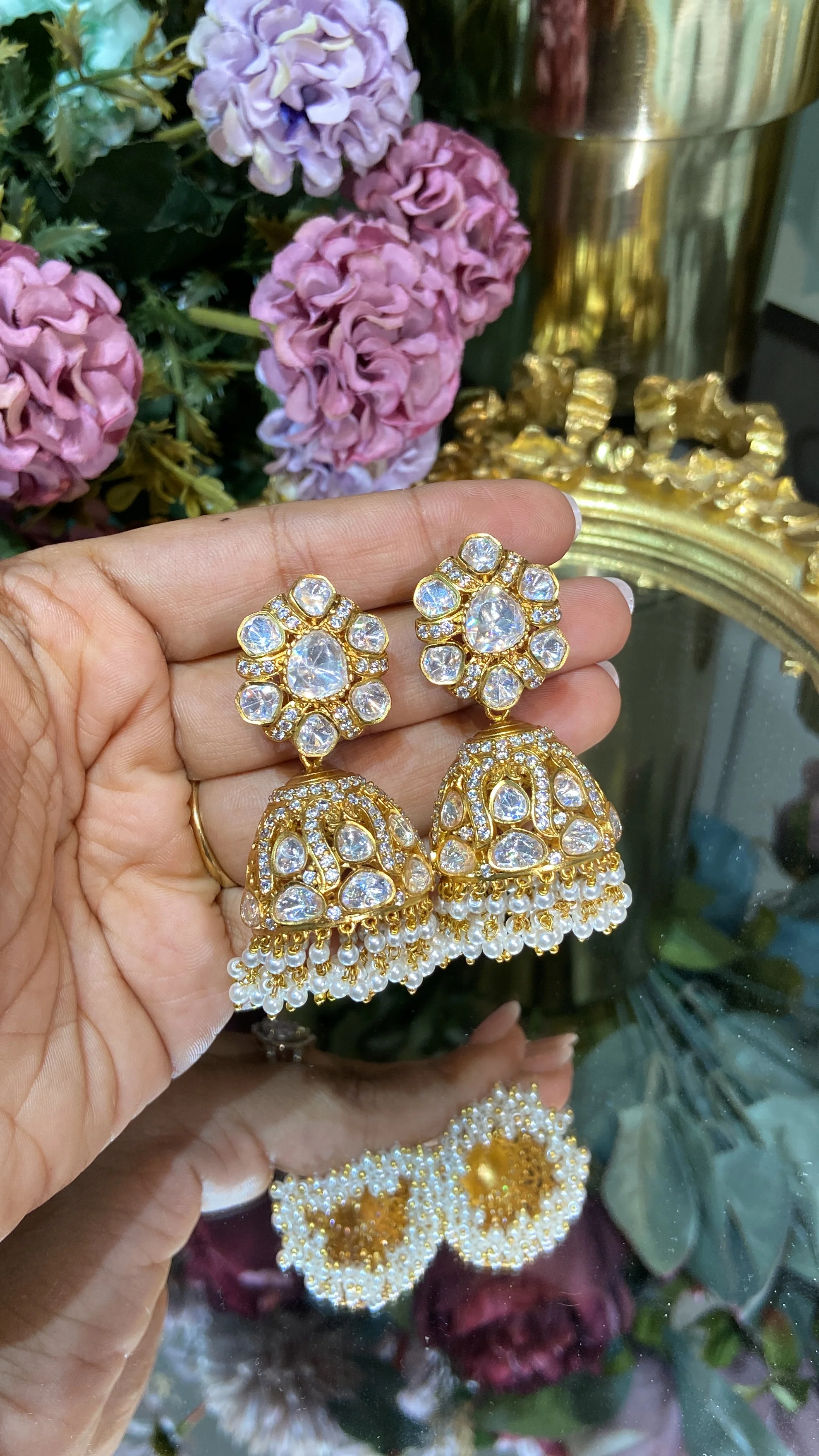 AFSHA MOISSANITE POLKI JHUMKIS - Image 2