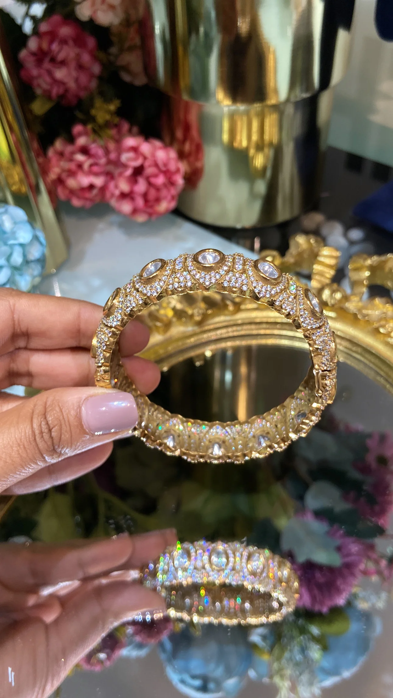 Festive Antique moissanite Polki Kada Openable (Single) - Image 2