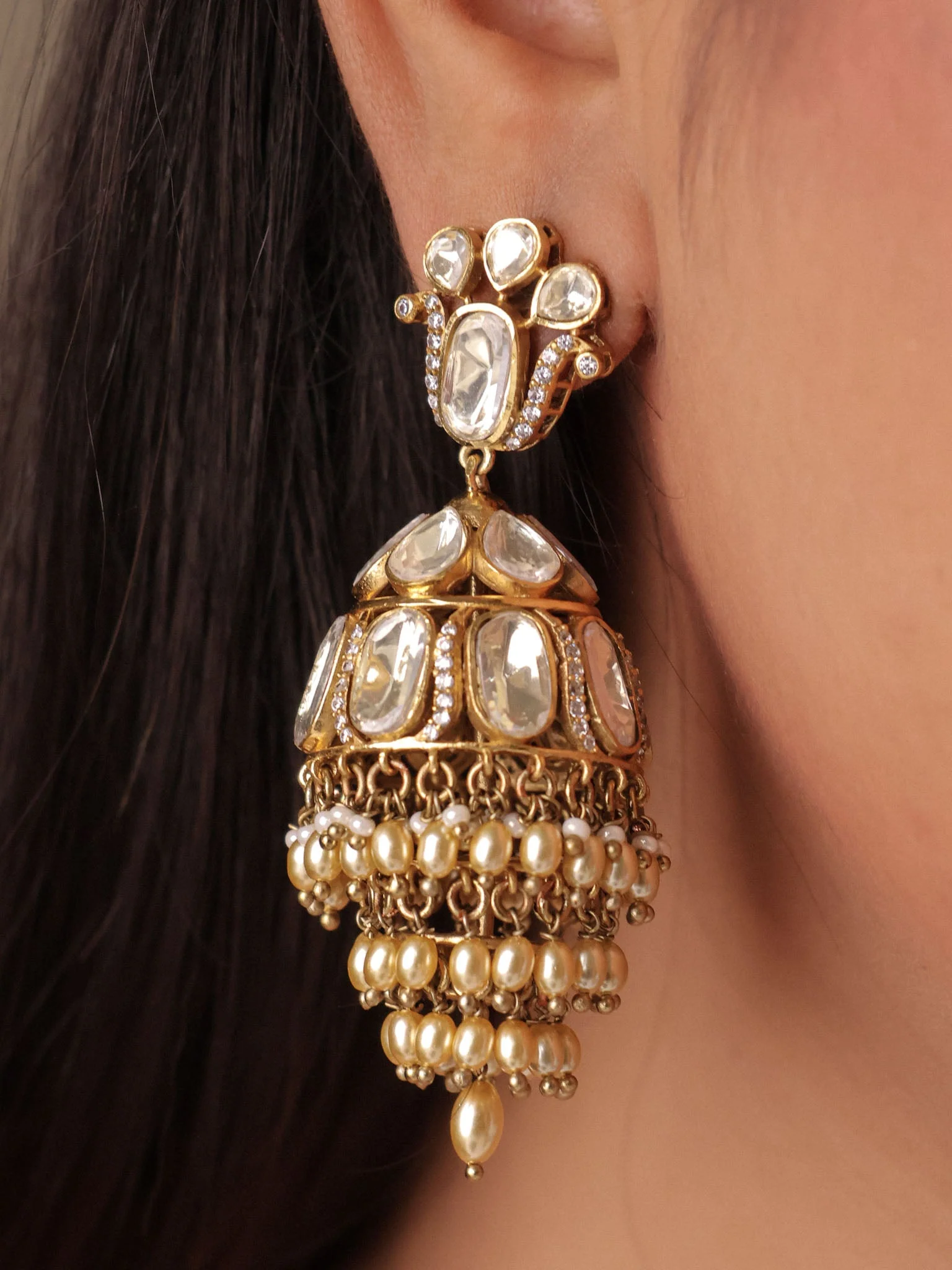 Arohi Moissanite Polki jhumka