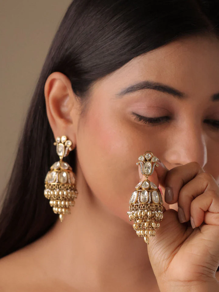 Arohi Moissanite Polki jhumka - Image 2