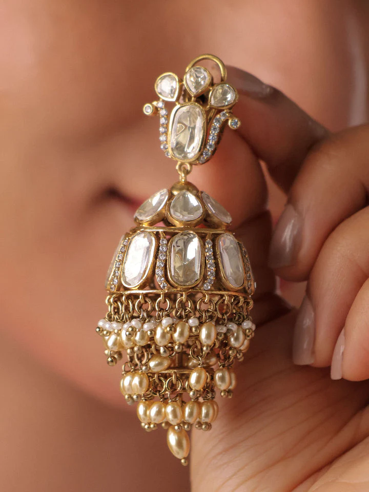 Arohi Moissanite Polki jhumka - Image 3