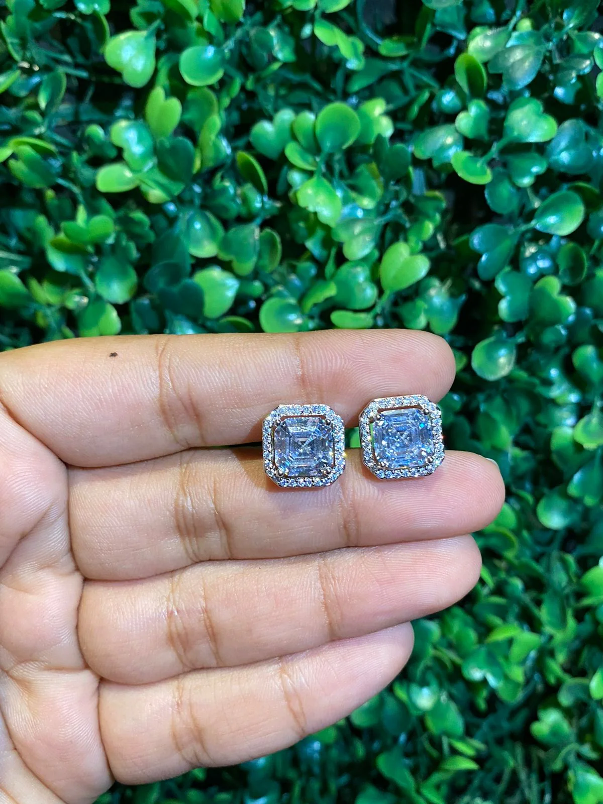 Asscher cut halo screwback earrings (Get a FREE GIFT) - Image 4