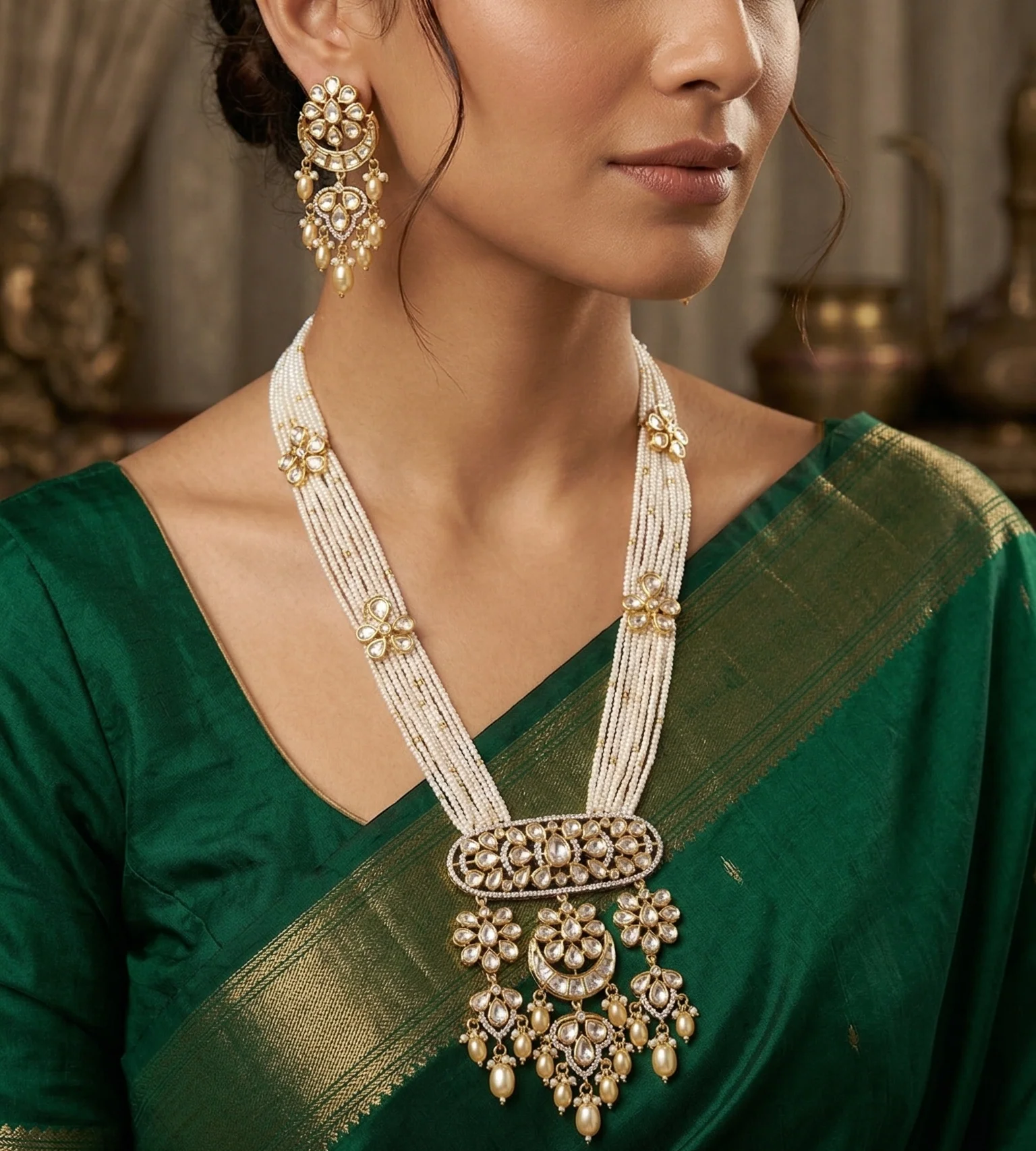 Basra Pearl Long Polki Set - Image 3
