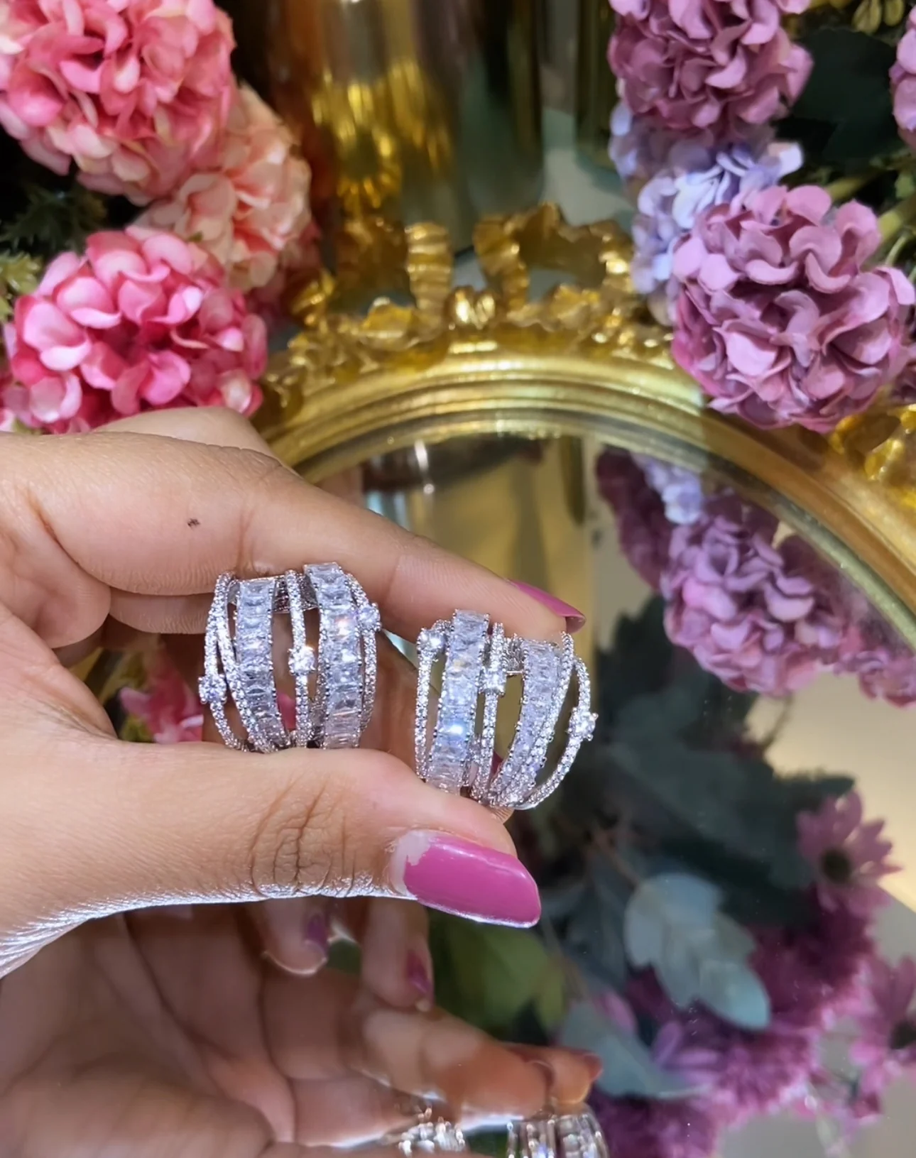 Broad Diamante Hoops - Image 2