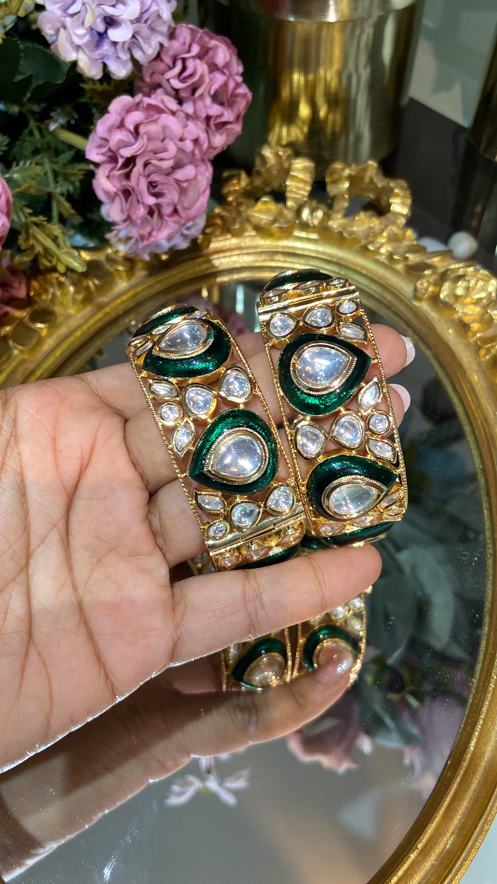 Broad Enamel evergreen POlki Kadas (PAIR) Openable - Image 2