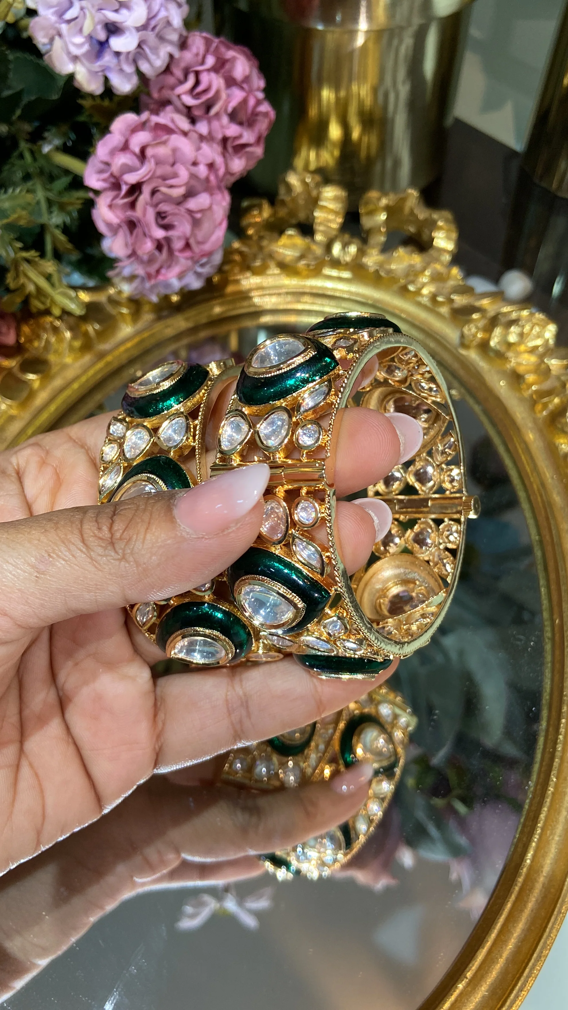 Broad Enamel evergreen POlki Kadas (PAIR) Openable - Image 3