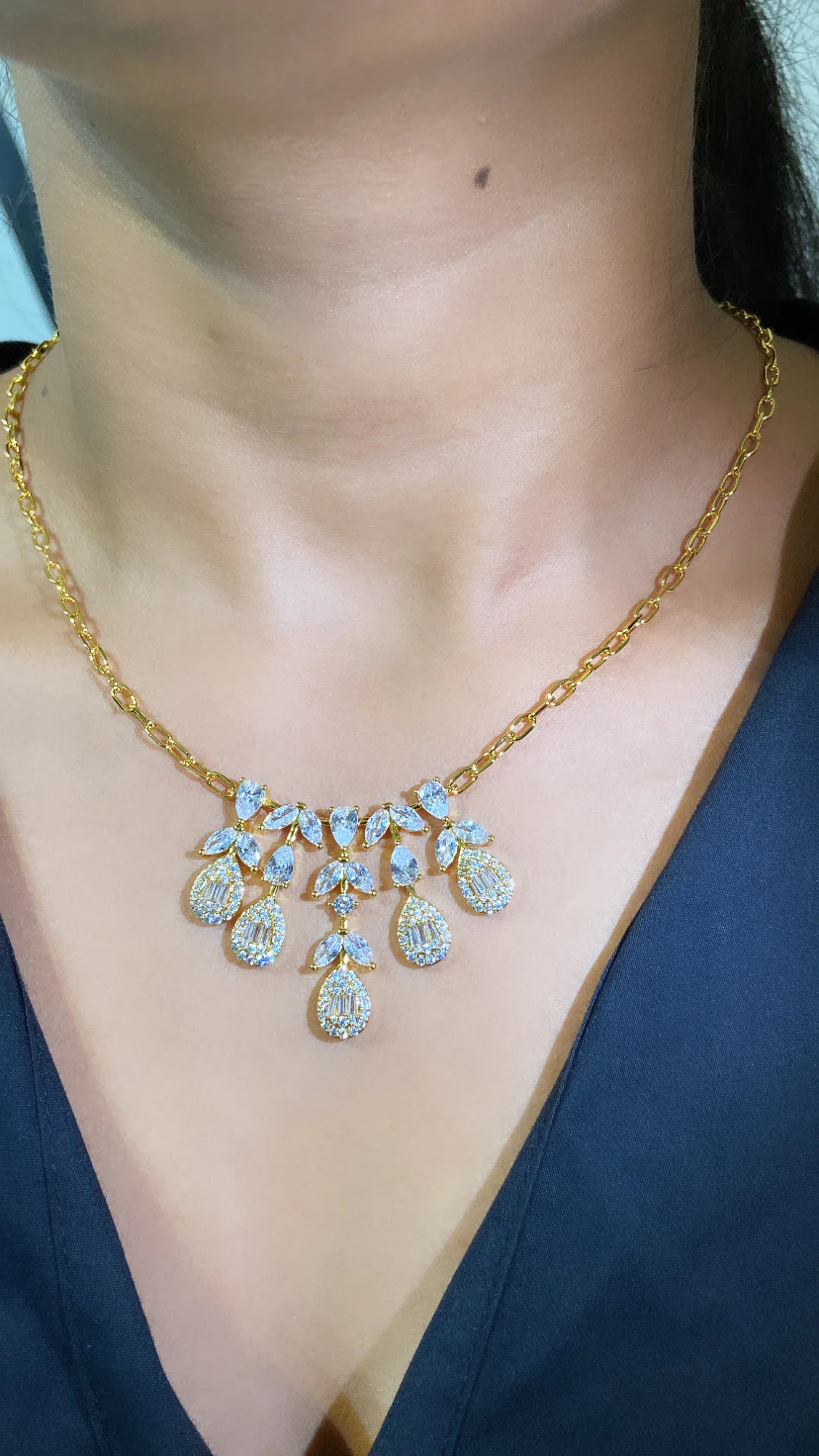 Cluster Drop Necklace + earring - Image 2
