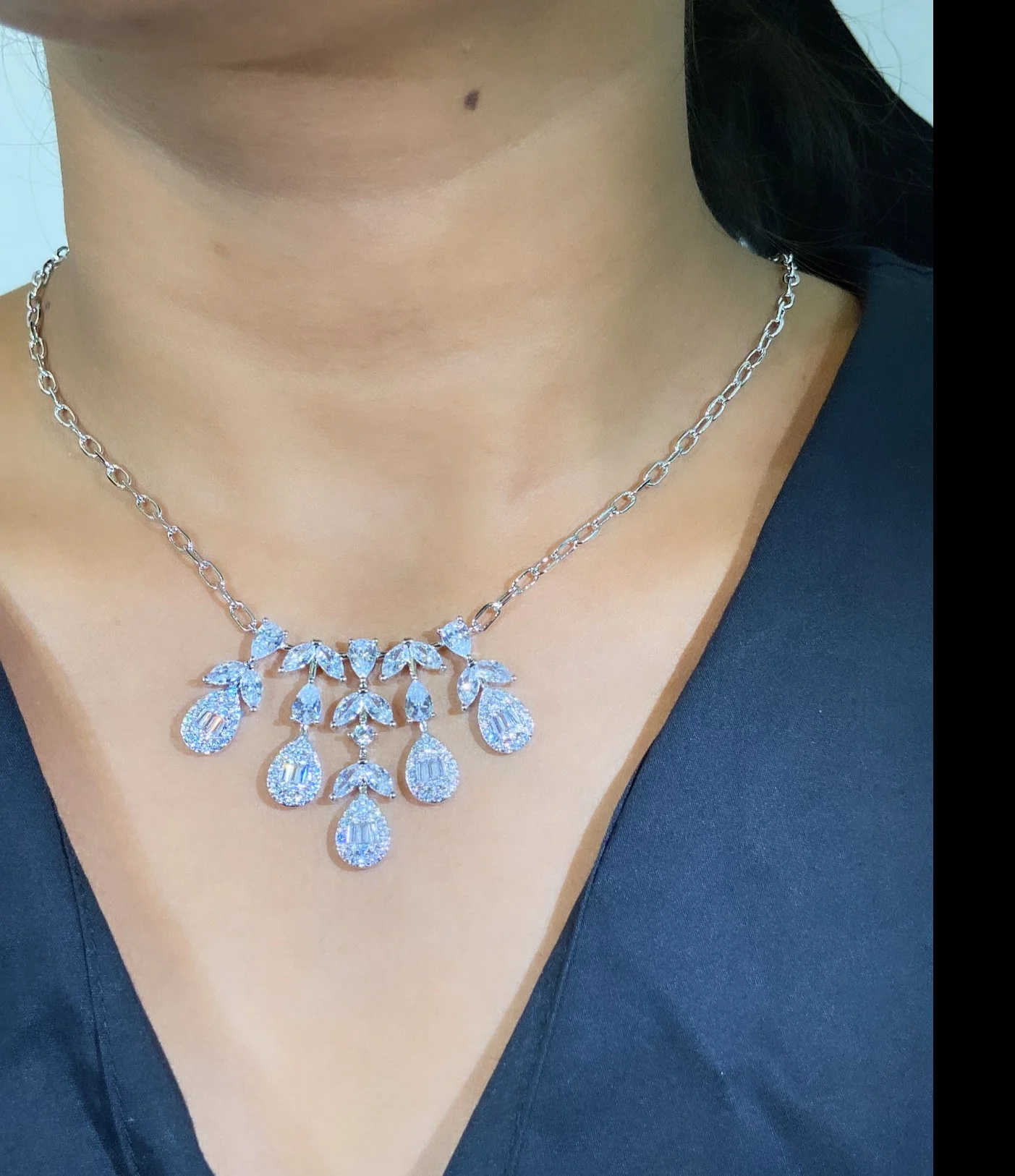 Cluster Drop Necklace + earring - Image 4