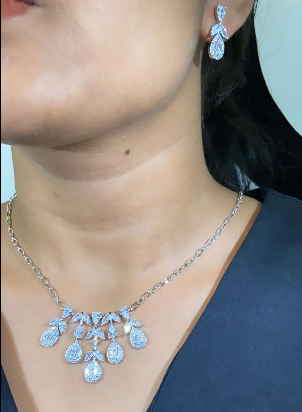 Cluster Drop Necklace + earring - Image 6