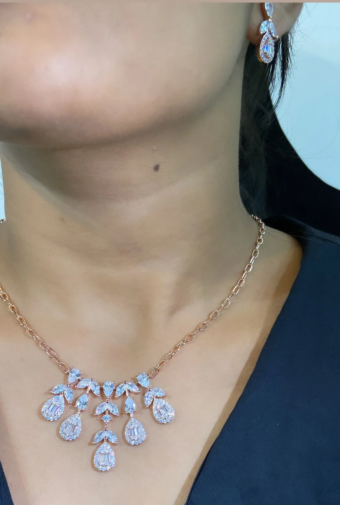Cluster Drop Necklace + earring - Image 7