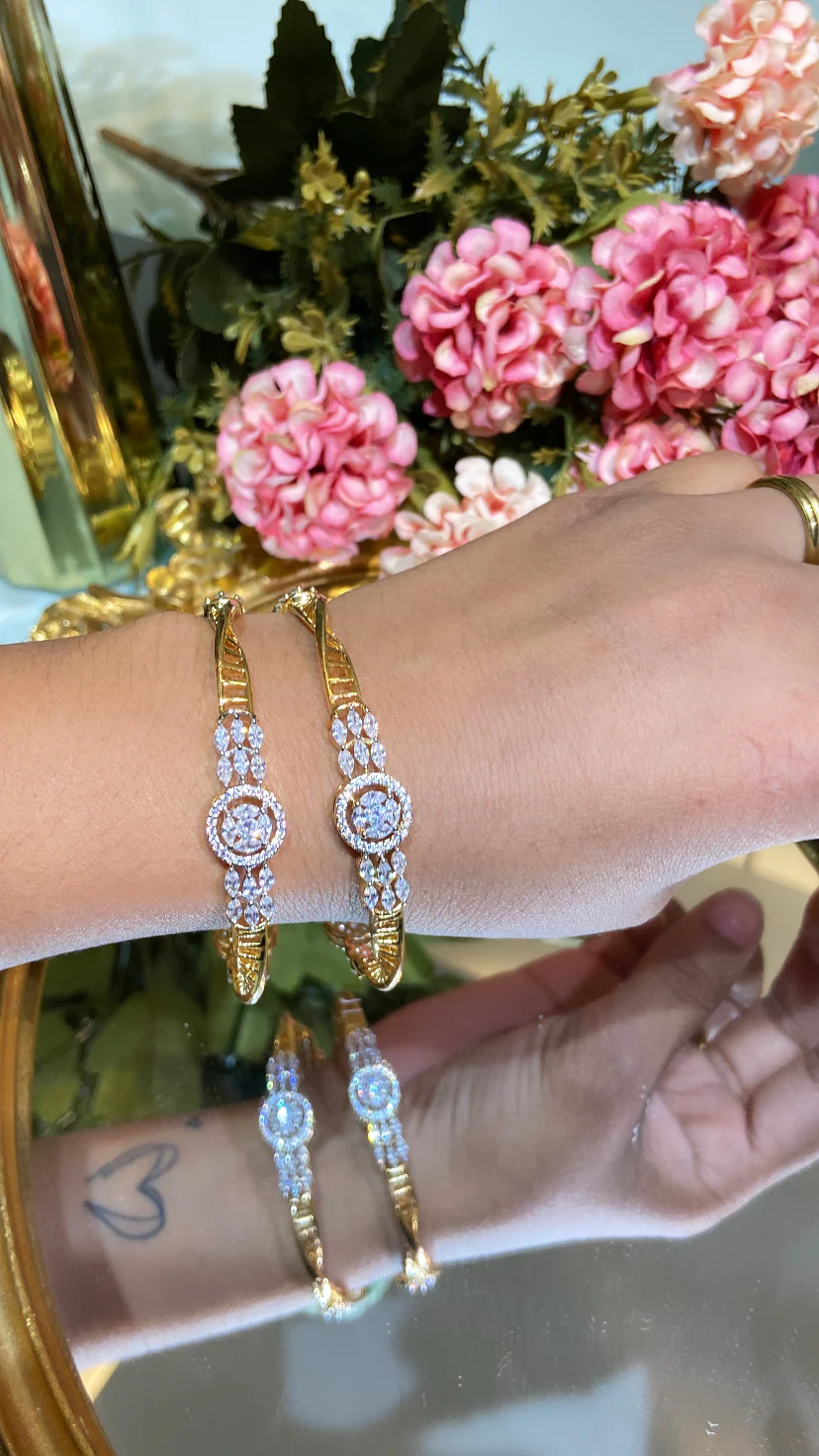 Cluster marquise drop DIAMOND design bangles - PAIR π€