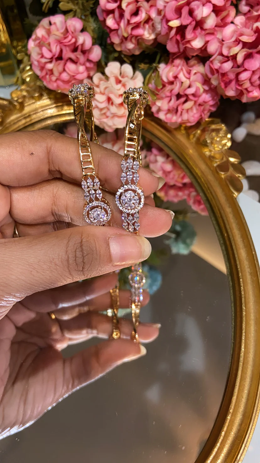 Cluster marquise drop DIAMOND design bangles - PAIR π€ - Image 3