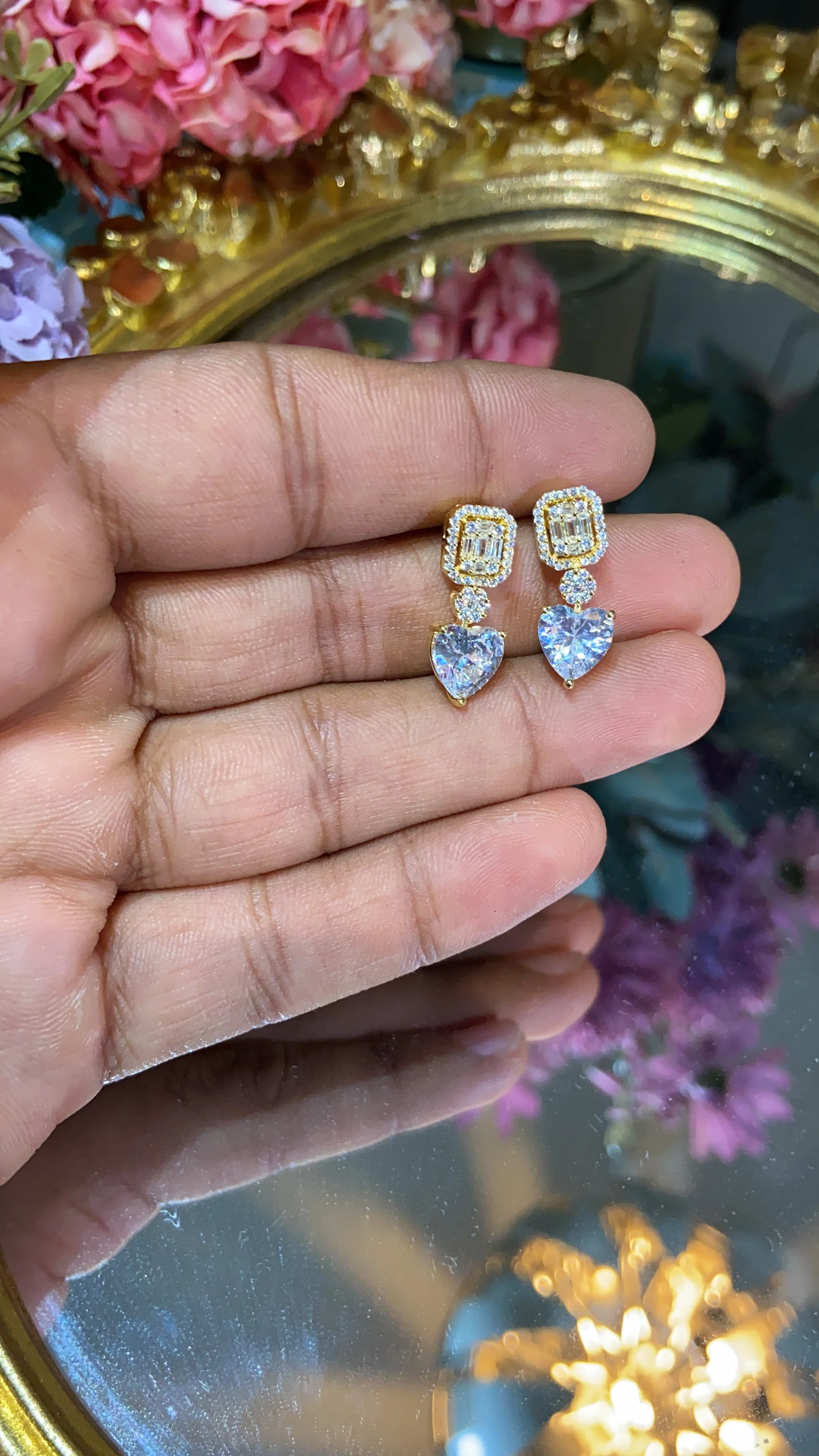 Clustered Heart Drop earrings - Image 3