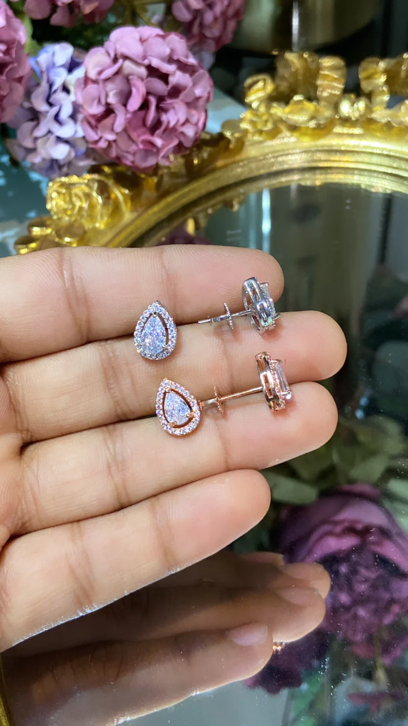 Tear Drop Halo earrings - Image 2