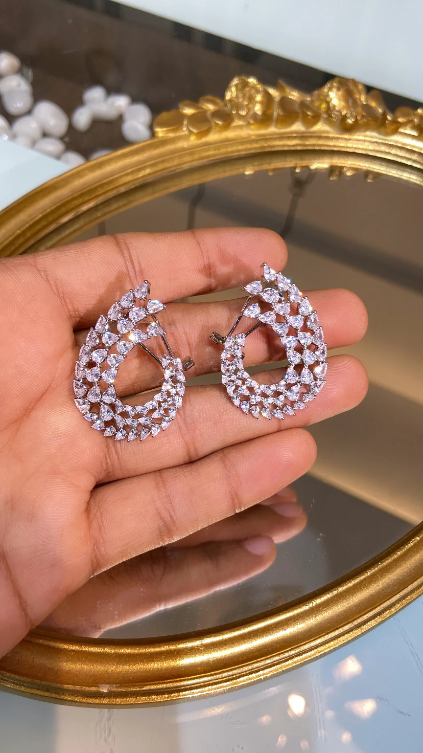 Triple-Row Marquise Hoop Drops