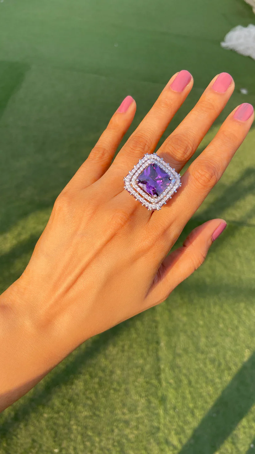 Coloured Drop cocktail Ring (Adjustable) π