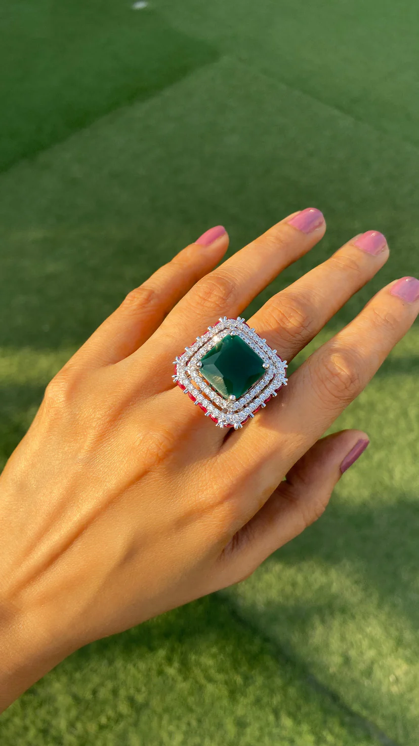 Coloured Drop cocktail Ring (Adjustable) π - Image 3