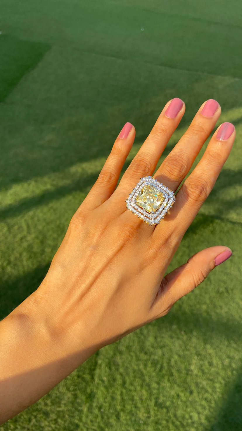 Coloured Drop cocktail Ring (Adjustable) π - Image 4