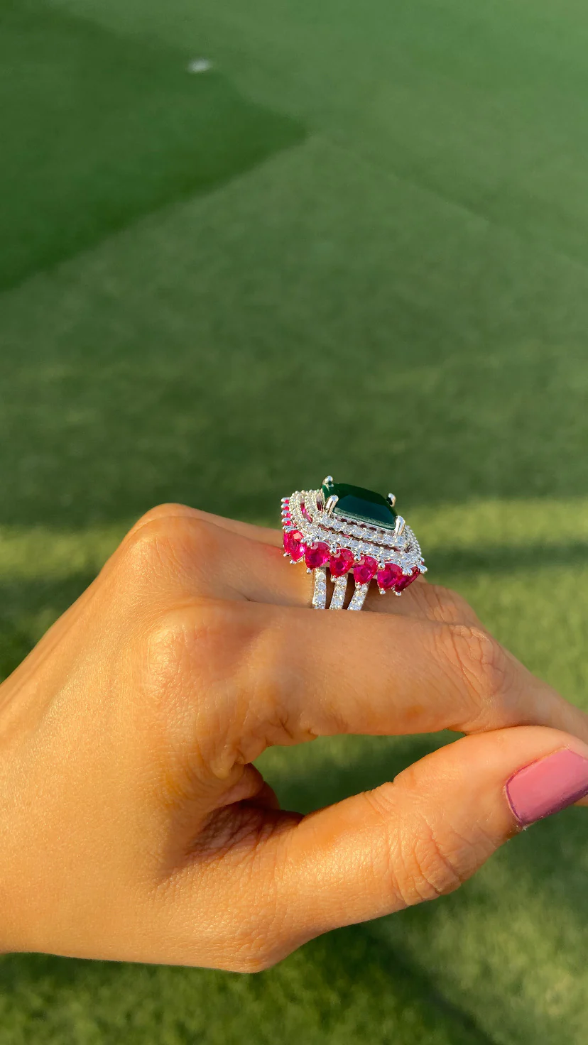 Coloured Drop cocktail Ring (Adjustable) π - Image 5