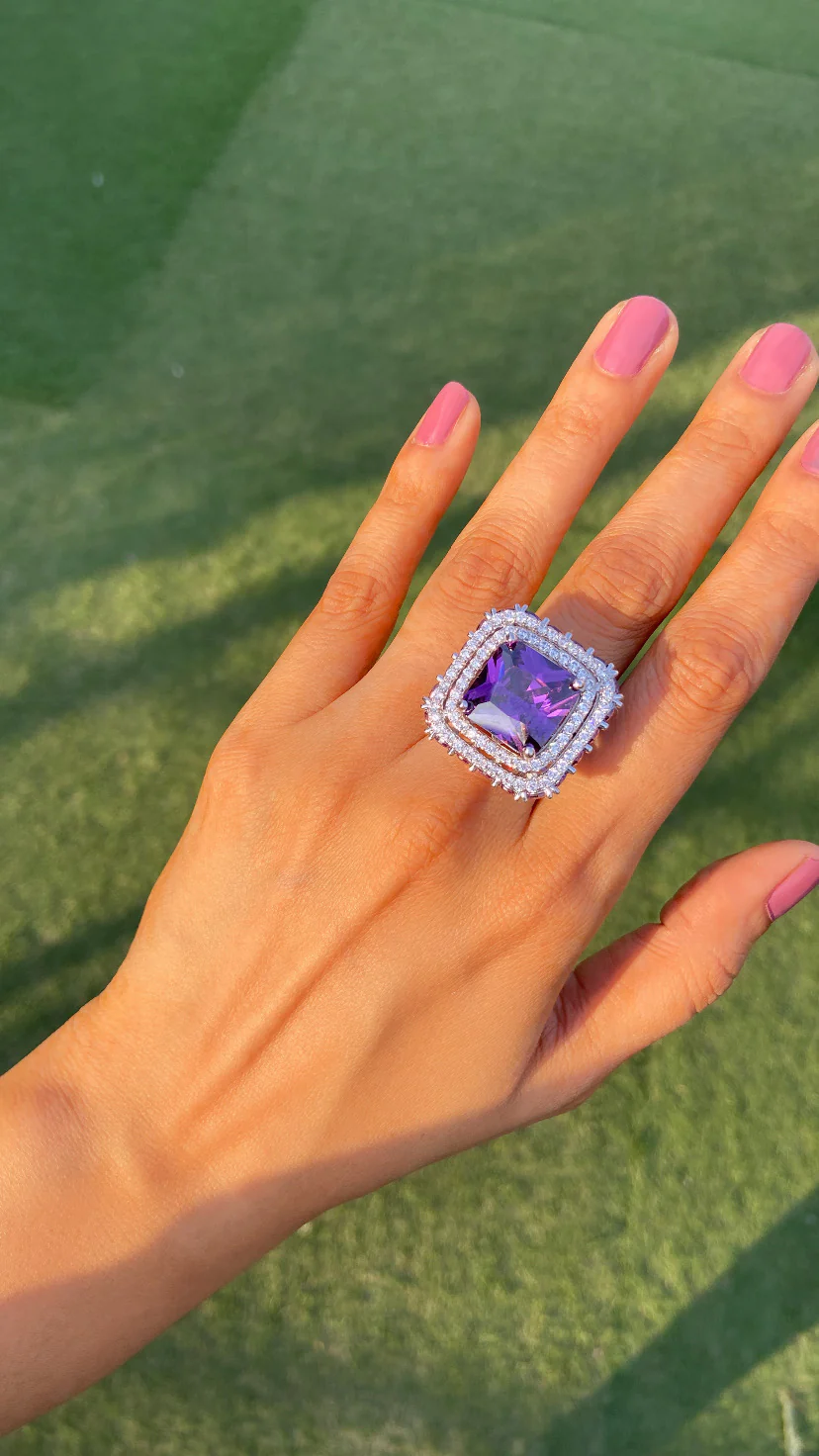 Coloured Drop cocktail Ring (Adjustable) π - Image 6