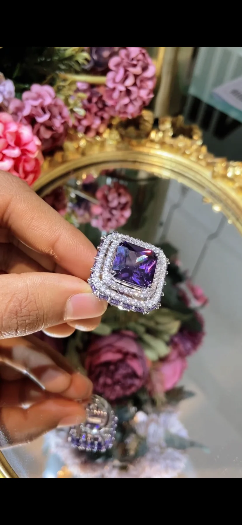 Coloured Drop cocktail Ring (Adjustable) π - Image 7