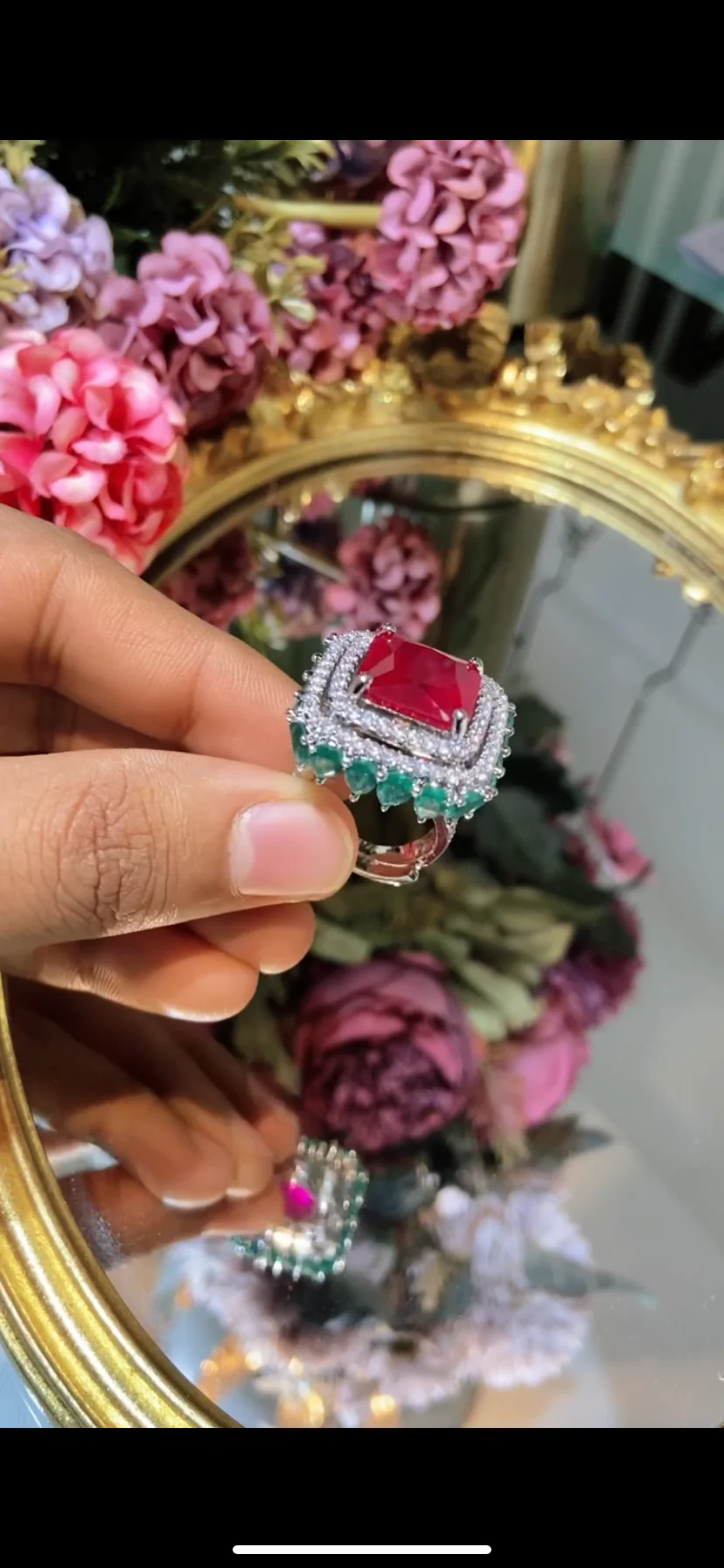 Coloured Drop cocktail Ring (Adjustable) π - Image 8