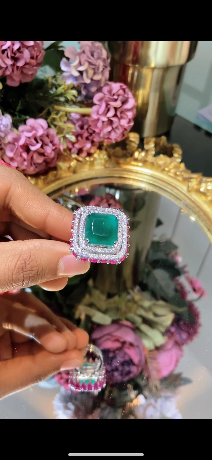 Coloured Drop cocktail Ring (Adjustable) π - Image 9