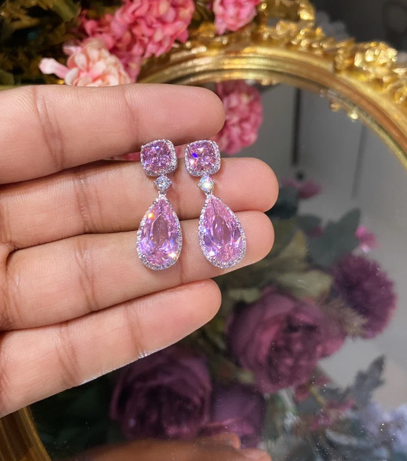 Cushion tear drop sparkly colour earrings π