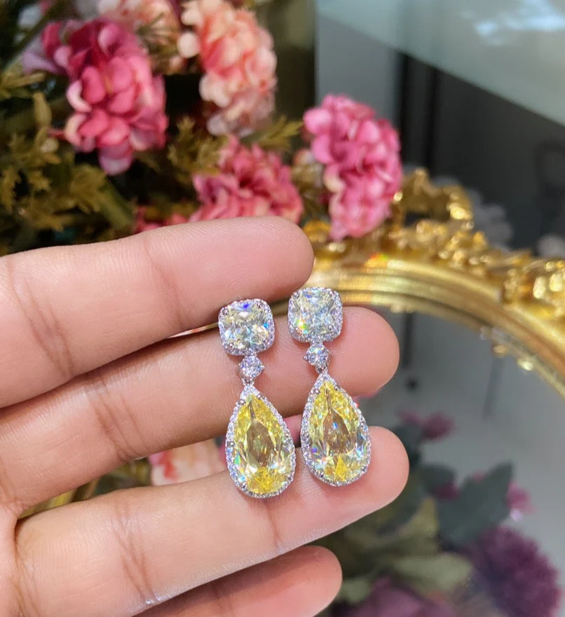 Cushion tear drop sparkly colour earrings π - Image 2