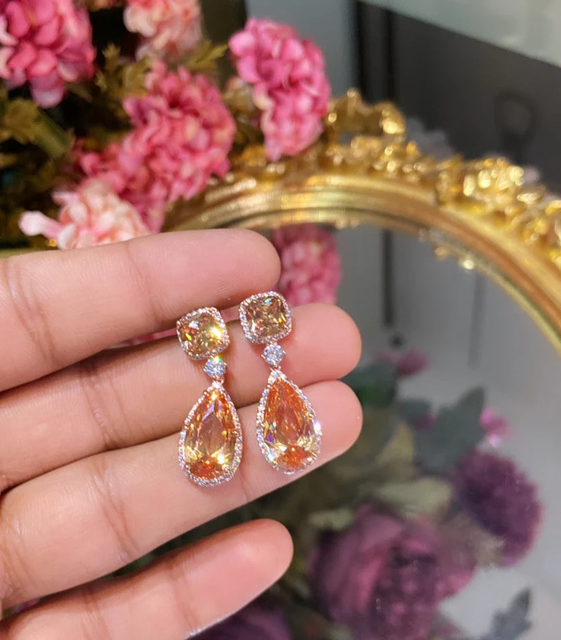 Cushion tear drop sparkly colour earrings π - Image 3