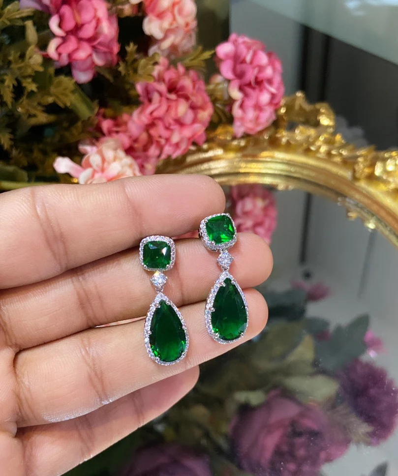 Cushion tear drop sparkly colour earrings π - Image 4