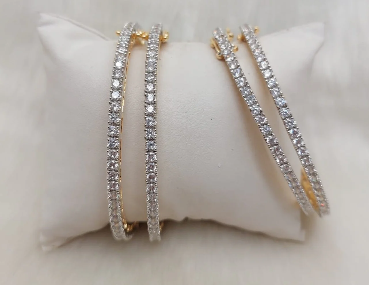 Daily wear Solitaire Bangles openable SET OF 4- (15 pointer each diamond) 🪄 - Image 3