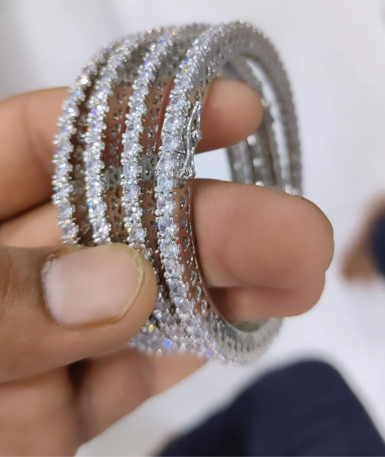 Daily wear Solitaire Bangles openable SET OF 4- (15 pointer each diamond) 🪄 - Image 4