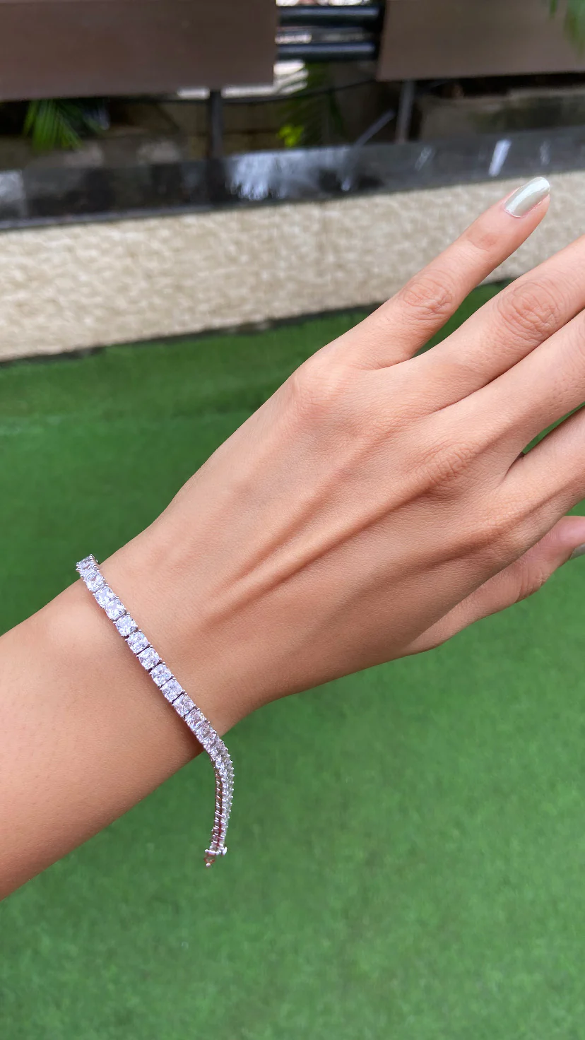 Dainty Asscher Cut tennis bracelet