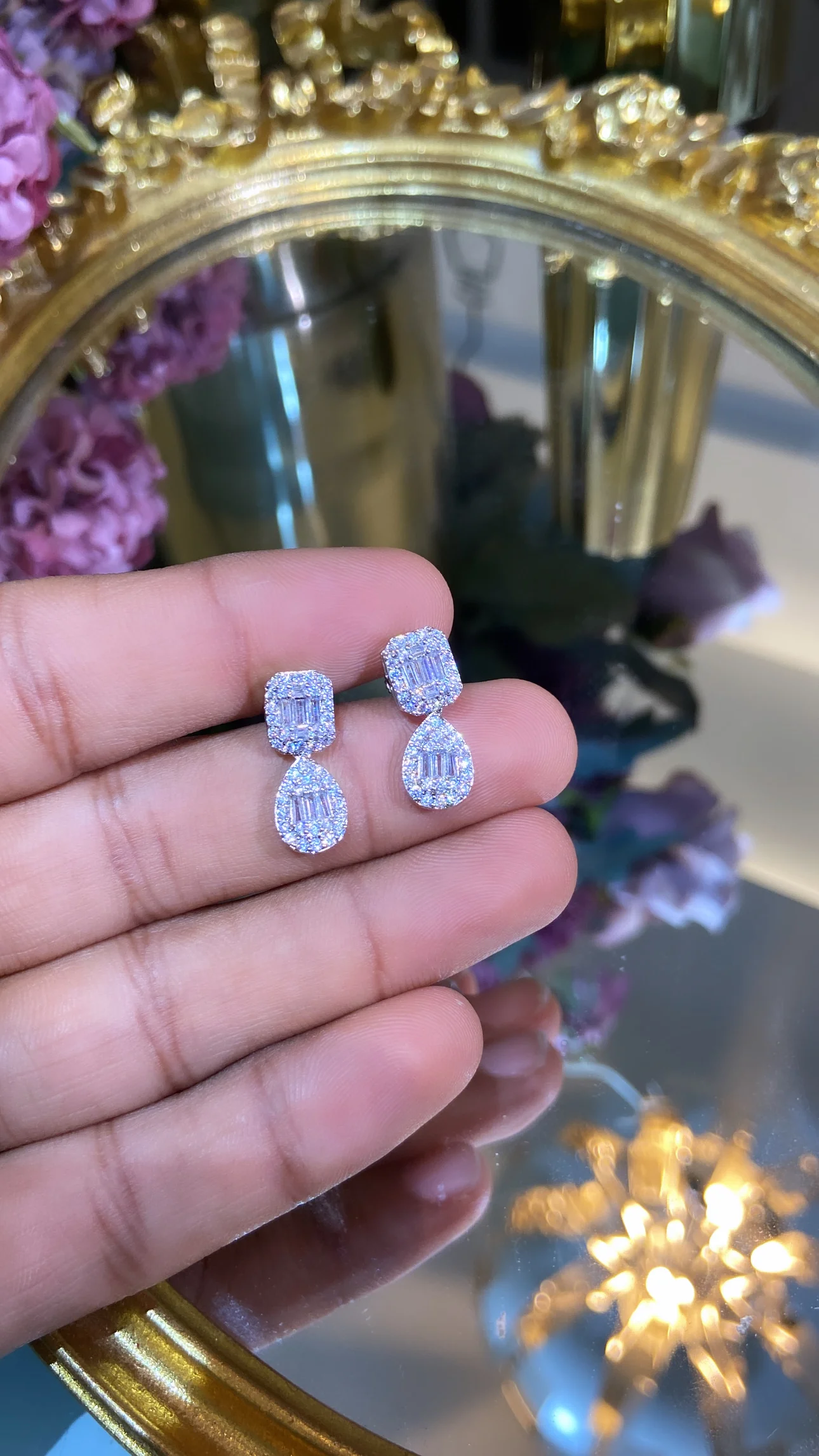 Dainty Cluster Drop earrings - Image 2