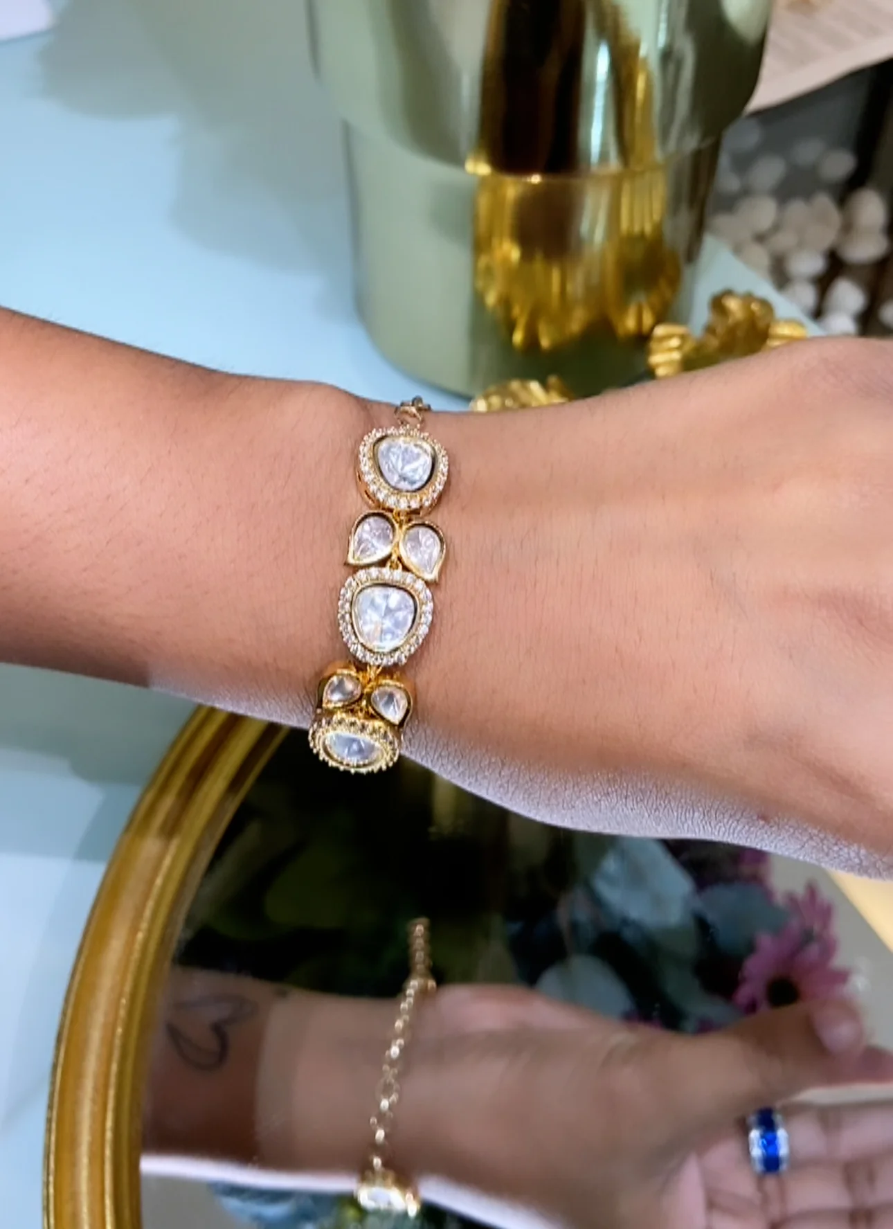 Dainty Festive Moissanite Polki bracelet - Image 2
