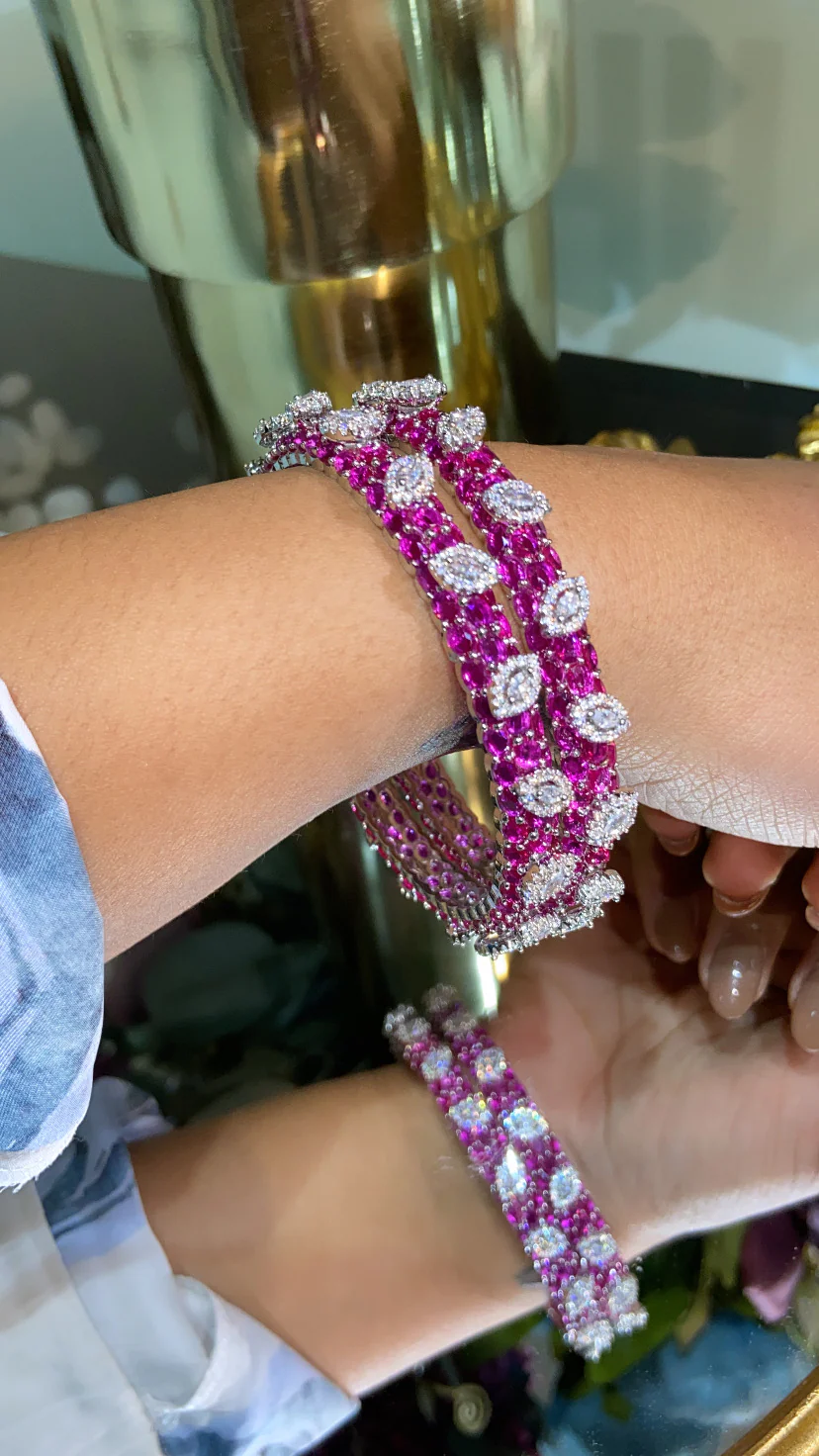 Designer colour invisible setting bangles Pacheli