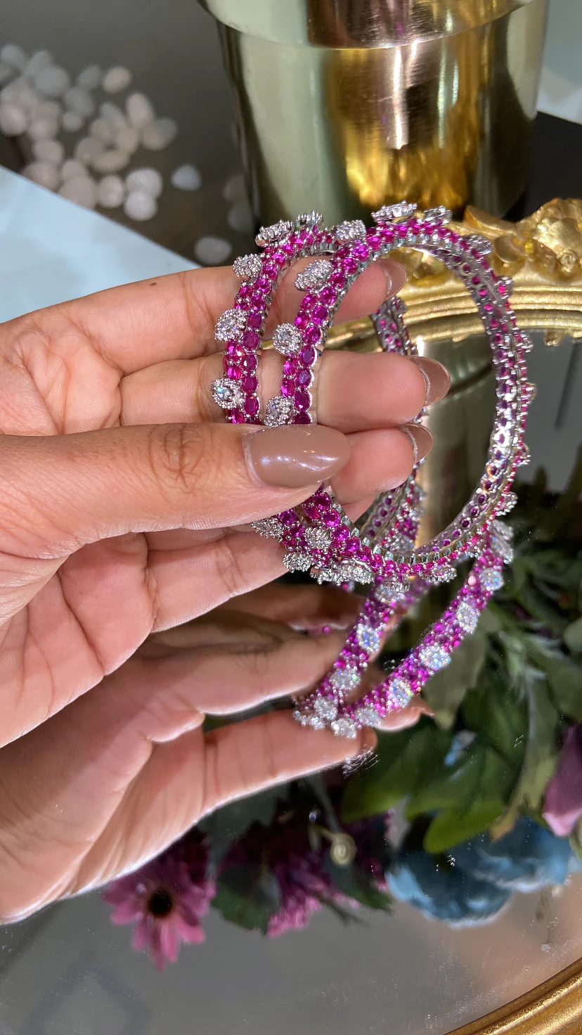 Designer colour invisible setting bangles Pacheli - Image 5