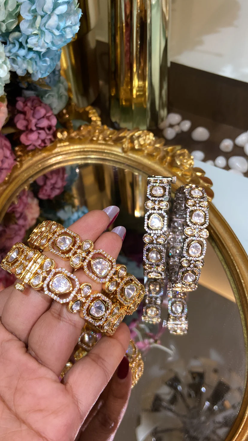 Festive Designer moissanite polki kada - Image 2