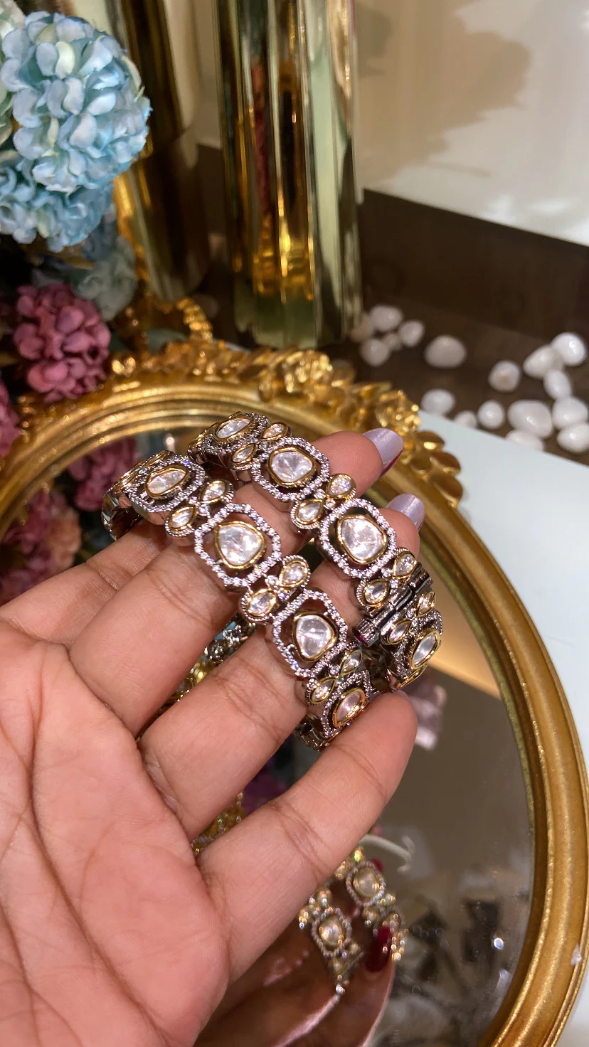Festive Designer moissanite polki kada - Image 3