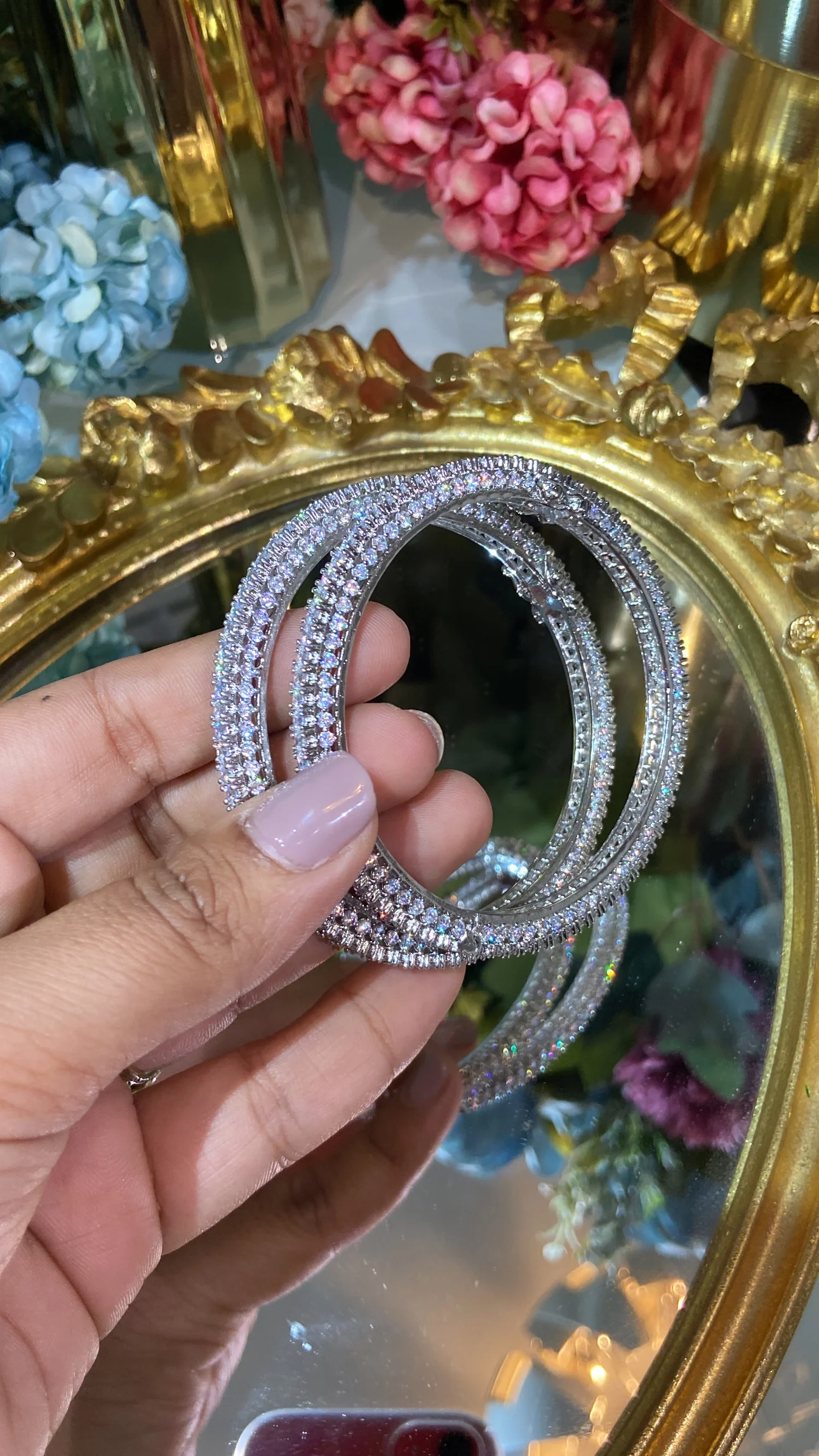 Designer openable Solitaire Bangles - PAIR (10 cents each diamond) - Image 3