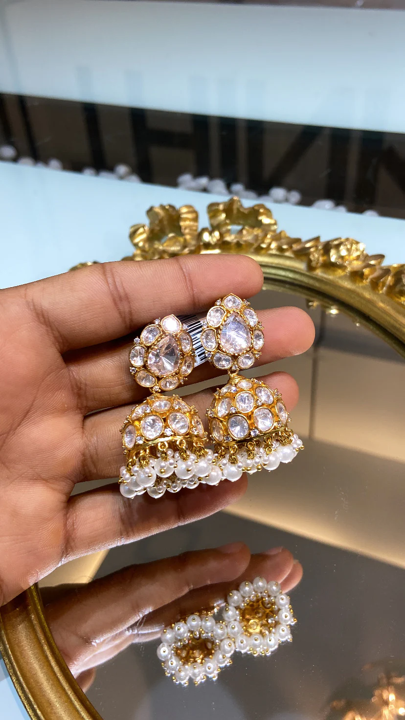 DHYANA MOISSANITE POLKI JHUMKIS - Image 3