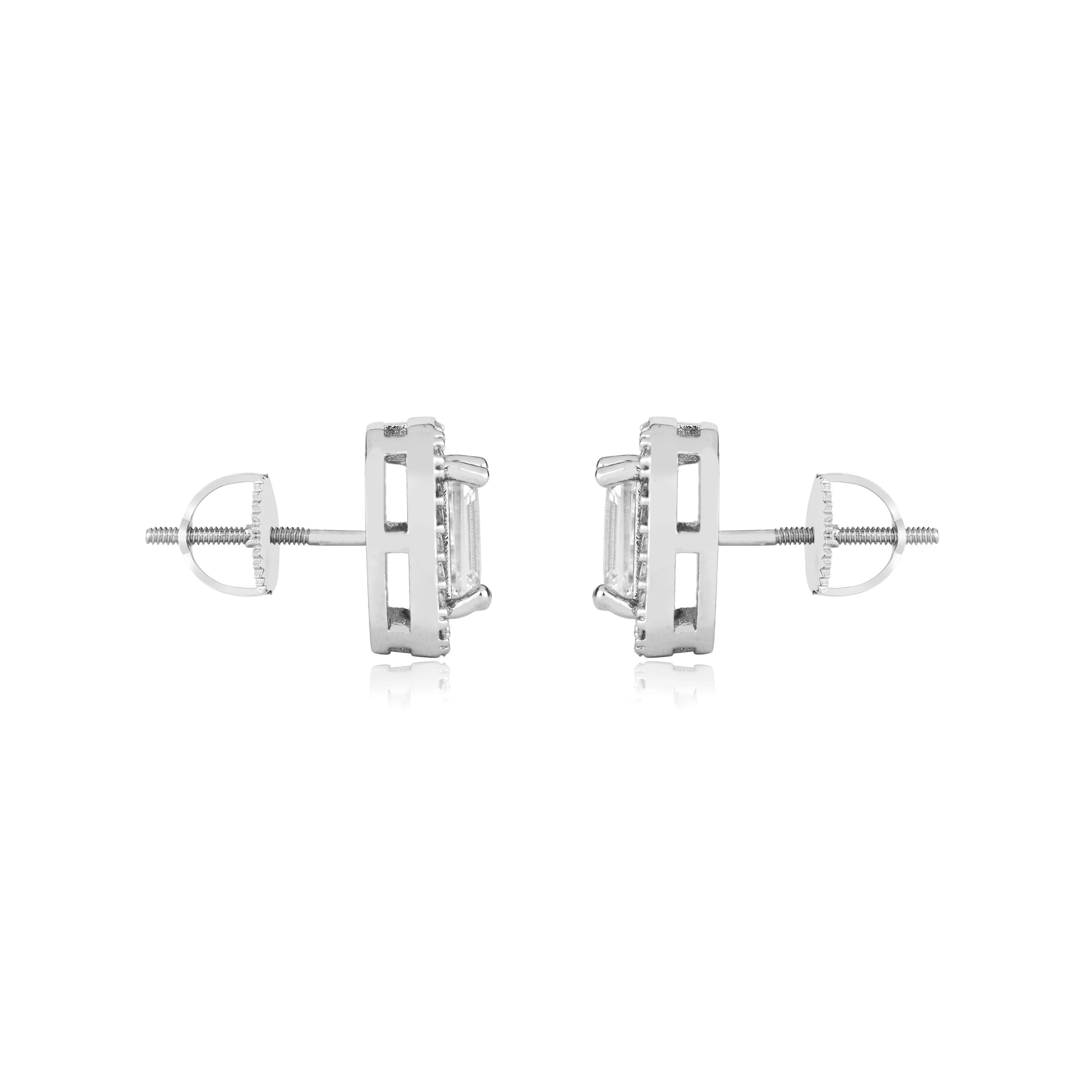 EMERALD CUT HALO EARRINGS - Image 7