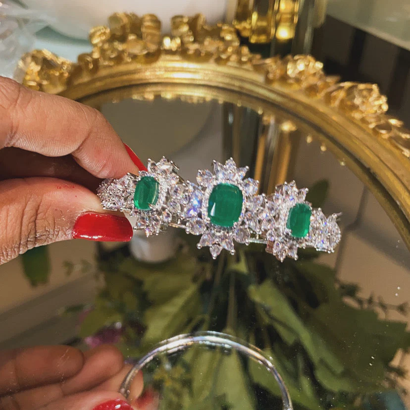 EMERALD STIFF BRACELET OPENABLE