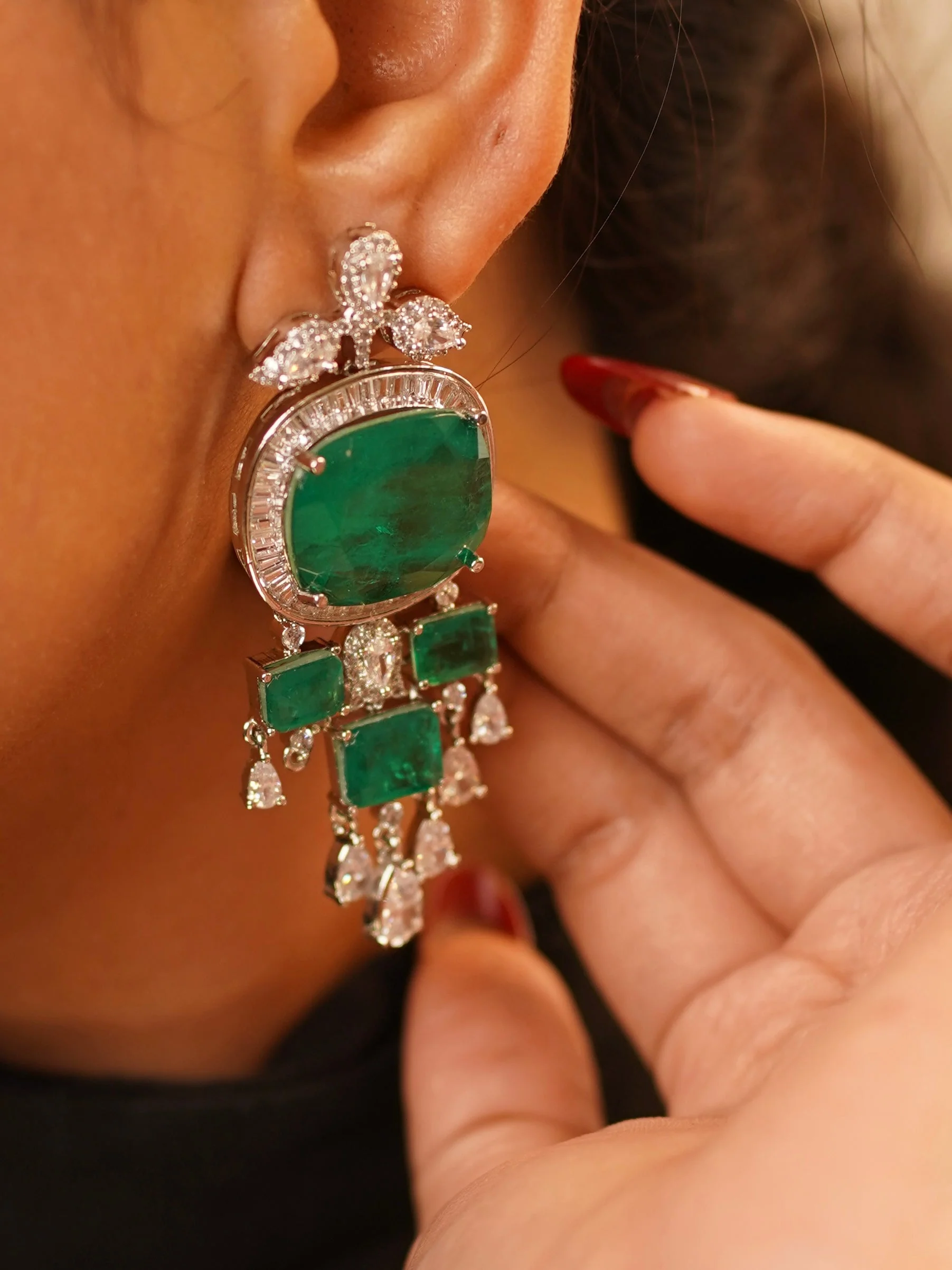 EMILY DOUBLET DIAMOND DROP SET - Image 9