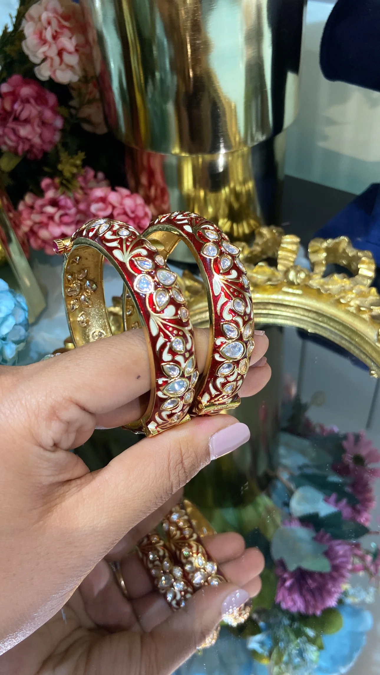 meenakari Polki Kada Openable (pair) - Image 2