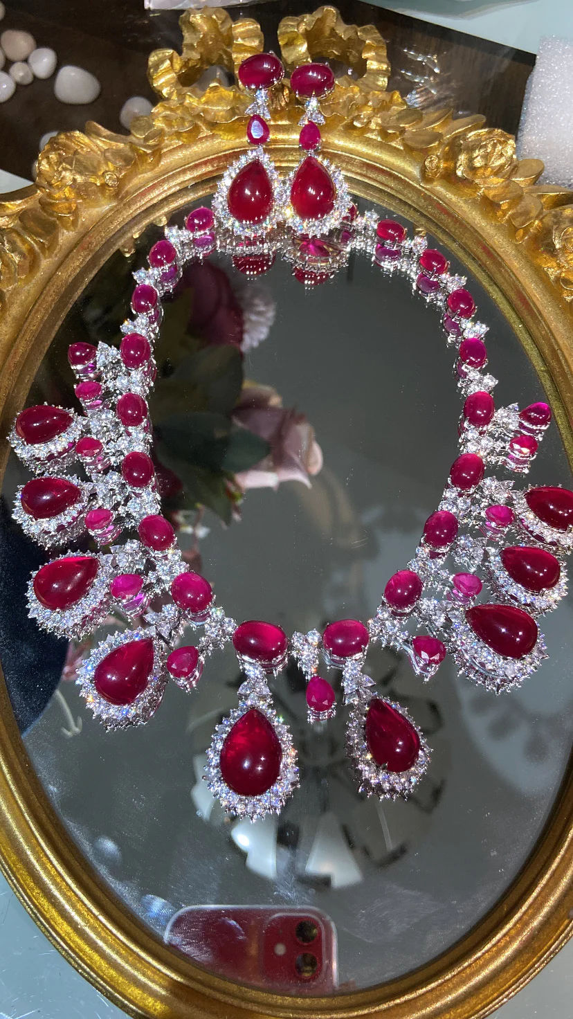 Festive Madison Coloured Diamond Necklace with Earrings - Image 3